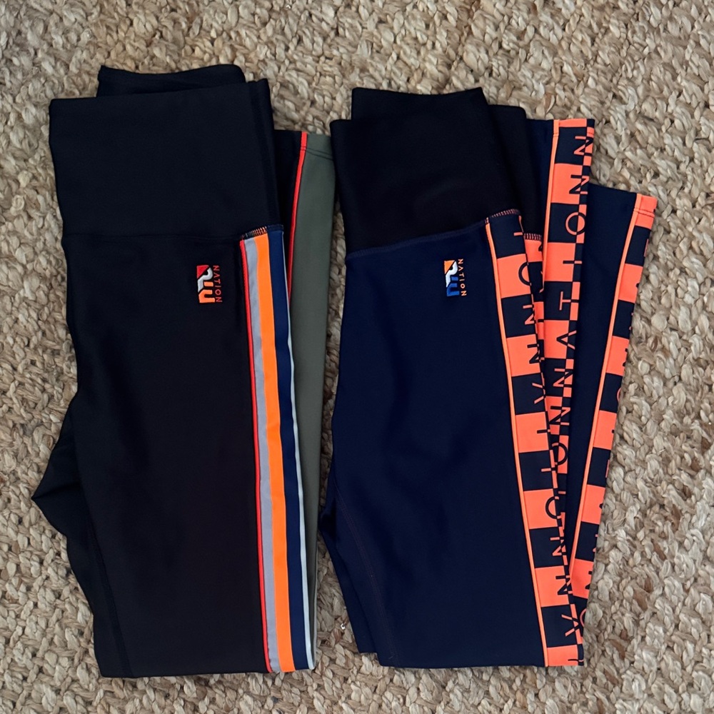 PE NATION Black gray orange white green and Navy Leggings Set size xs